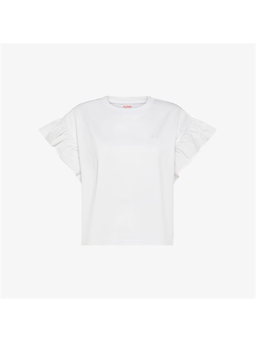 t-shirt frill mixed fabric ss SUN 68 | T3621601